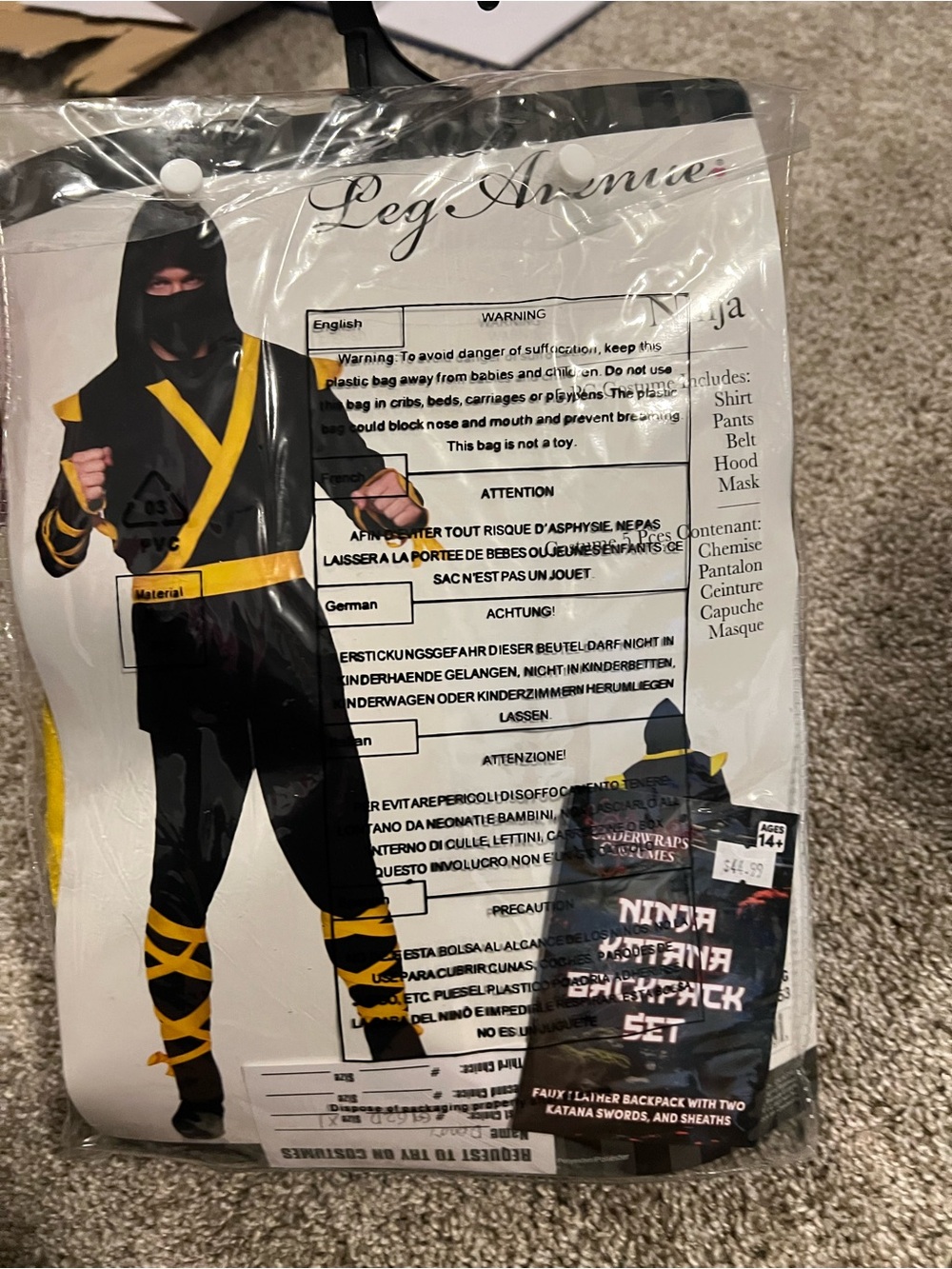 Adult Leg Avenue Black and Yellow Men's Ninja Costume from disguises